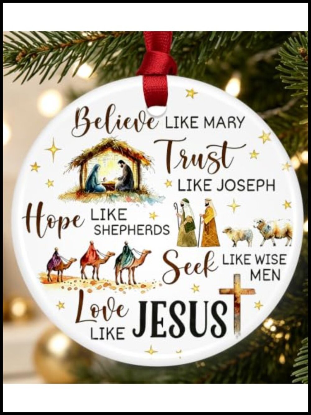 Ceramic Nativity Ornament Christian Christmas Keepsake